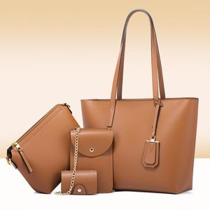 Abendtaschen Große Kapazität Frauen Pu-leder Handtaschen Casual Damen 4 Stücke Set Schulter Reisetasche Hochwertige Weibliche Tote Umhängetasche