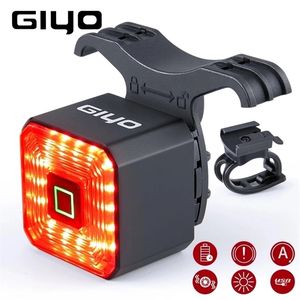 Bike Lights GIYO Smart Bicycle Brake Tail Rear USB Cycling Lamp Auto Stop LED Back Rechargeable IPX6Waterproof Safety 221114