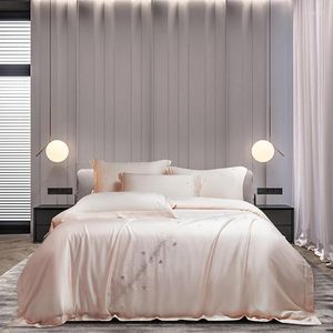 Bedding Sets 4pcs Bamboo Lyocell Set Chic Duvet Cover With Shining Star Decoration Ultra Soft Silky Breathable Bed Sheet Pillowcases