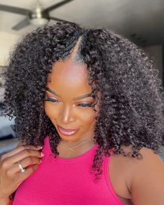 Afro Kinky Curly v U Part Wig Human Hair Brazilian Virgin V Upart Wigs 3b 3c Coily kinki For Black Woman 150%density 14inch