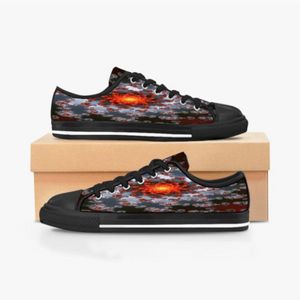 GAI Men Shoes Custom Sneaker Hand Painted Canvas Fashion Black White Low Cut Breathable Walking Jogging Women Trainers