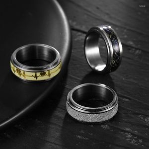 Eheringe 8 mm breit drehbarer Dekompressionsring aus Titanstahl für Herren, tropfendes Öl, leuchtend, rotierend, hochwertig, personalisiert