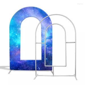Party Decoration Custom Image DIY Church Backdrop Blue Glitter Open Arch Door Shape Metal Stand Wall For Event Decorations