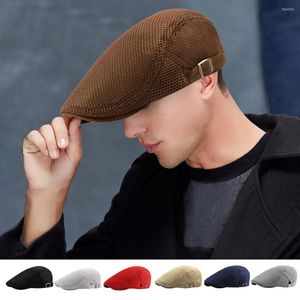 Шариковые шапки мужчина дышащая сетка летняя шляпа Sboy Beret Cap Cabbie Flate