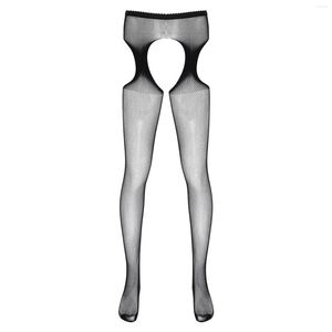 Men's Socks Sexy Mens Crotchless Pantyhose Stretchy Hollow Out Erotic Lingerie See-through Fishnet Stockings Tights Nightwear