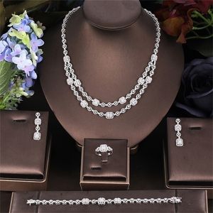 Свадебные украшения наборы Kelly 4pcs Bridal Zirconia Full For Women Party Luxury Dubai Nigeria CZ Crystal Sets 221109