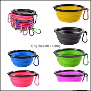 Dog Bowls Feeders Travel Foldable Cat And Dog Feeding Bowls Are Available With Pet Water Tray Feeders Sile Collapsible Hooks 207 D Dh5Hj