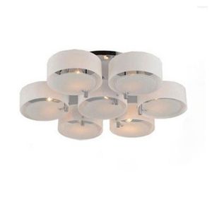 Chandeliers Modern Glass Light Platfon Led Stainless Stee Lamp Surface Mount Lights For Living Room E27 3 5 7 Lustres