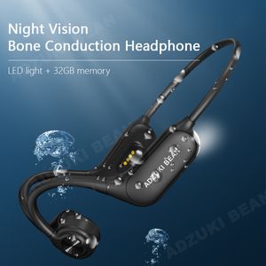 Cell Phone Earphones Adzuki bean P8 True Bone Conduction Earphone Wireless IP68 Swim Night Running IPX8 Waterproof Headphones 32G Bluetooth Headset 221114
