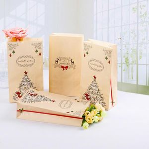 Gift Wrap 20pcs Kraft Paper Bag Merry Christmas Bags Party Kids Favour Xmas Packaging Treat Or Guests 8 Styles Tree Decoration