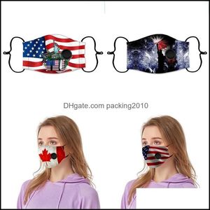 デザイナーマスク再利用可能なフェイスマウスマスクアメリカ旗独立記念日メープルはPM2 5人の呼吸器を呼吸しているマスカリラまたはdhupwを去る