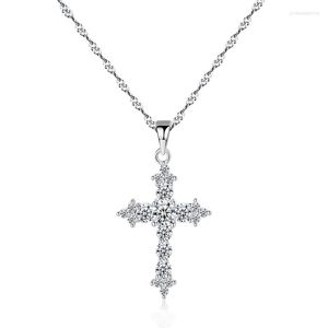 Pendant Necklaces Style 925 Sterling Silver Fashion Women's Cross Necklace Christian Jesus Religious Creative Jewelry