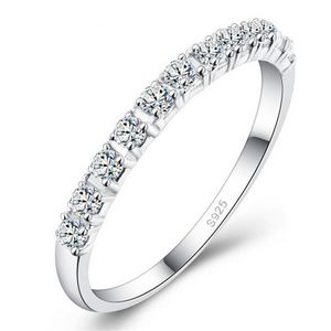 S925 Hochzeit Mix Größe Solitär Ring Runde CZ vergoldet simuliert Ewigkeit Ring Bands neue Schmuck für Frauen Bague Anillos