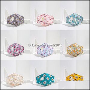 Designer Masks Flower Printing Face Masks Reusable Respirator kan s￤tta filterstycke bomullsmascherf￤llbar mask med VAE -m￤n och DH1TS