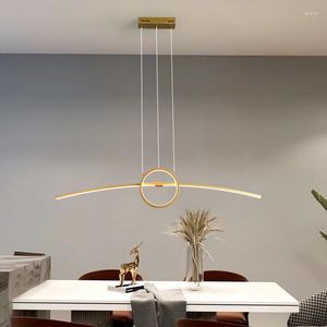 Ljuskronor Modern LED -ljuskrona f￶r inomhusmatsal Living Kitchen Office Shop Bar Cafe Lighting Long Strip Pendant Lights