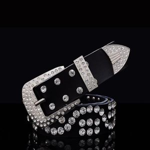 Bälten högkvalitativ lyxband män kvinnor strass bälte västra cowgirl cowboy bling crystal stift spänne punk diamant besatt soh