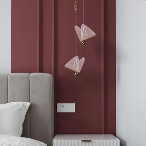 Pendant Lamps Nordic Light Luxury Butterfly Lights Bee Children's Lamp Bedside Small Single Head Stair