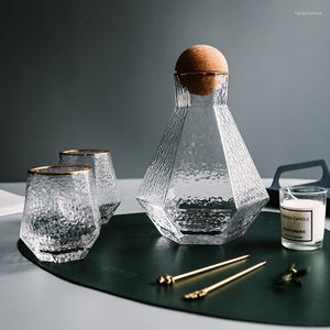 Wasserflaschen Wasserkessel Glasbecher Nordisch geometrischer Kaltkrug Set Tasse Trinkküste einfacher Haushaltsaft Pot Pitcher