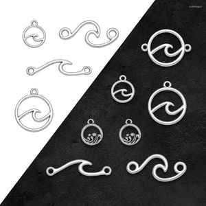 Charms Antique Silver Plated Wave Connector Sea Ocean Pendants For Diy Bracelets Jewelry Making Findings Supplies Accessories