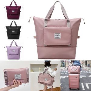 Duffel Bags Women Travel Nylon Foldbar stor kapacitet Bagage Bag dragkedja axelfodral Vatten Proof Organizer Carry On Handbag 221114