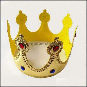 Party Hats Król Koronę Halloween Dzieci Adt Cosplay Cosplay Bright Cloth Hat Książę Księżna Królowa Imperial Crowns Factory Direct Sel Dh1i3