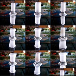 Altri accessori per fumatori Bong Accessori per fumatori Adattatore Vetro bianco Narghilè Connettore Tubo dell'acqua Maschio Femmina Convertitore 14Mm 18Mm M Dht2J