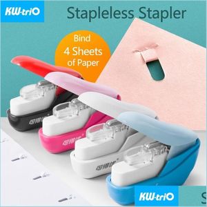 Staplers Kwtrio Mini Stapleless Stapler Safe Paper Stapling Plastic Without Portable No Binding Supplies 220510 Drop Delivery Office Dh1Zo