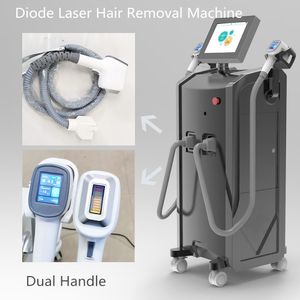 Professional Diode Laser Hair Removal Skin Rejuvenation Machine Double Handle 808nm Lazer Hair Reduction Treatment Painless Equipment CE Approved