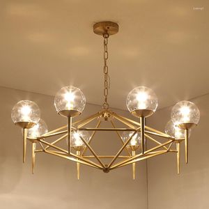 Avizeler Post Modern Luster Gold Metal E27 LED Avize 6 Light / 8 Kolye Luminaria Kapalı Aydınlatma Fikstür Lamparas