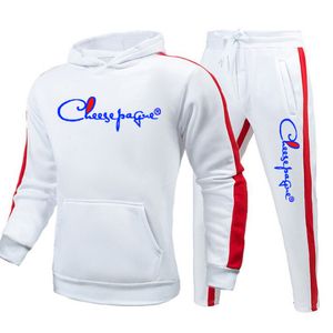 Mode Herbst Winter männer Trainingsanzüge Verdicken Fleece Männer Sets Sweatsuit Casual männer Zwei Stück Set Gedruckt Hoodie Hosen kleidung