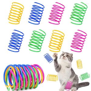 Cat Toys 4 Paket Bahar Oyuncak İç Mekan Kedileri İçin Etkileşimli Dayanıklı Plastik Bobinler Renkli Yaylar Swatting Isırma Avı