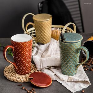 Muggar kopp keramisk stor kapacitet mugg med lock nordisk stil kreativt vatten kontor kvinnligt hem te