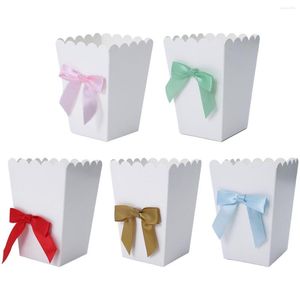 Wrap regalo 6pcs Mini scatole popcorn di carta rosa /blu con bomboniere box box baby shower compleanno decorazioni per la festa di allenamento da tavolo forniture da tavolo