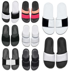 2019 New Men Men Women Designer Slippers Benassi Black White Red Striped Sandal