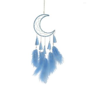 Decorative Figurines Green Blue Feather Tassel Dream Catcher Moon Wind Chimes Room Decor Wedding Party Wall Hanging Hoom Decoration