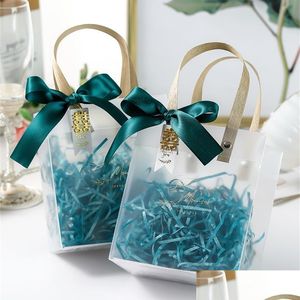 Gift Wrap Clear Tote Toy Gift Bag Pvc Transparent Soft Packaging Bags With Hand Loop Plastic Handbag 10Pcs 220427 Drop Delivery Home Dhzkq