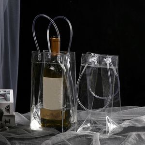 Portabottiglie da tavolo 4 pezzi Borsa per il ghiaccio in PVC trasparente Birra a tenuta stagna Secchiello per champagne Bottiglia per bevande Refrigeratore per picnic per feste 221110