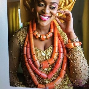 Set di gioielli da sposa URORU Classic nigeriano africano 100% collana di corallo originale di palline d'oro Dubai gioielli nave libera 221109