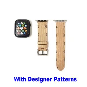 Kompatibel med Apple Watch Band Straps 49mm 45mm 44mm 42mm 41mm 40mm 38mm Business Pu Leathr Fashion L Designer Watchband för IWatch Strap Ultra Serie 8 7 6 5 4 3 2 1