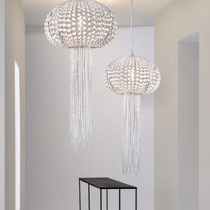 Jellyfish Crystal Pendant Lamps LED Modern Shining Pendant Lights Fixture American Luxury Hanging Lamp European French Art Deco Bedroom Home Indoor Lighting