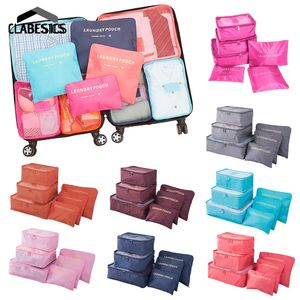 6 pieces Set Travel Organizer Storage Bags Suitcase Packing Set Storage Cases Portable Luggage Organizer Clothe Shoe TidyPouch wly935