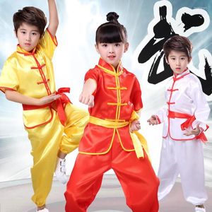 Etnische kleding kinderen uniformen wushu podium prestatie kostuums jongens en meisjes tai chi sets stand kraag kinderen training