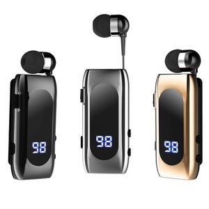 Cell Phone Earphones K55 Mini Wireless Bluetooth Headset Lavalier Retractable Cable V5.2 Smart In-ear Single Sports Earphone with Led Digital Display 221114