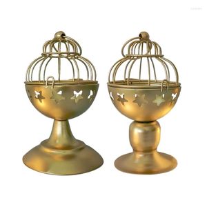 Candle Holders Metal Lantern For Table Top Mantle Wall Hanging Gold Candleholder G99A