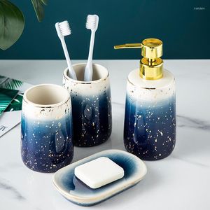 Bath Accessory Set Ceramic Bathroom Wash Mouthwash Cup Lotion Bottle Dispenser Soap Box Couple Wedding Gift And Toilet Supplies
