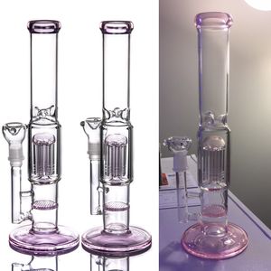 Glass Hookah Bubbler Recycler Water Smoking Pipe Inline Percolator Pipes Honeycomb Disk Bong with Arm Tree Perc Vase and 18mm Male Joint