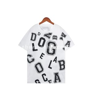 T-shirt masculina de marca de moda de luxo Camisa pólo frente e verso impressão de letras gola redonda manga curta camiseta solta Top casual preto branco tamanho asiático S-2XL