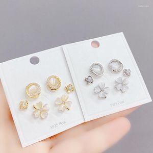 Kolczyki stadnorskie 30 par w stylu koreański 925 Srebrny pin kwiat sześcien sześcien cyrkonia kolce 3 pary/zestaw prezent dla kobiet biżuteria hurtowa