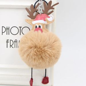 Plush Santa Claus Hair Ball Keychain Pendant Christmas Elk Hair's Ball Bag Reindeer Presentbil Keyringörhängen Tillbehör