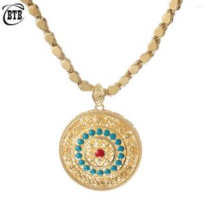 Pendant Necklaces Arab Woman Round Gold Necklace Muslim Islam Luxury Jewelry Wedding Holiday Gift Women Exquisite